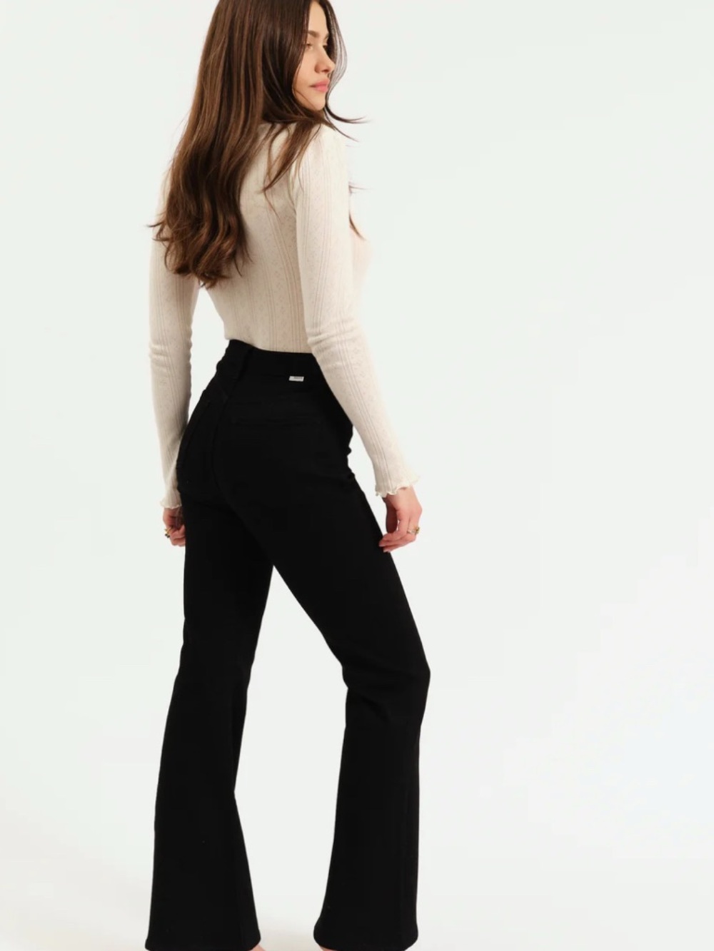 Sleek High-Rise Black Flare Jeans